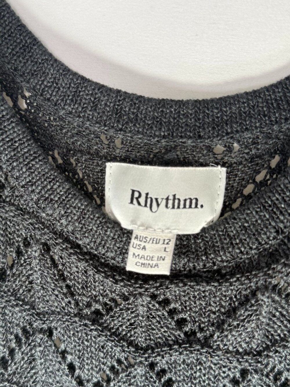 Rhythm. Brand Black Crochet Coverup Size L MSRP $125